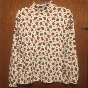 Basic Editions Orange and White Halloween  Turtleneck Blouse